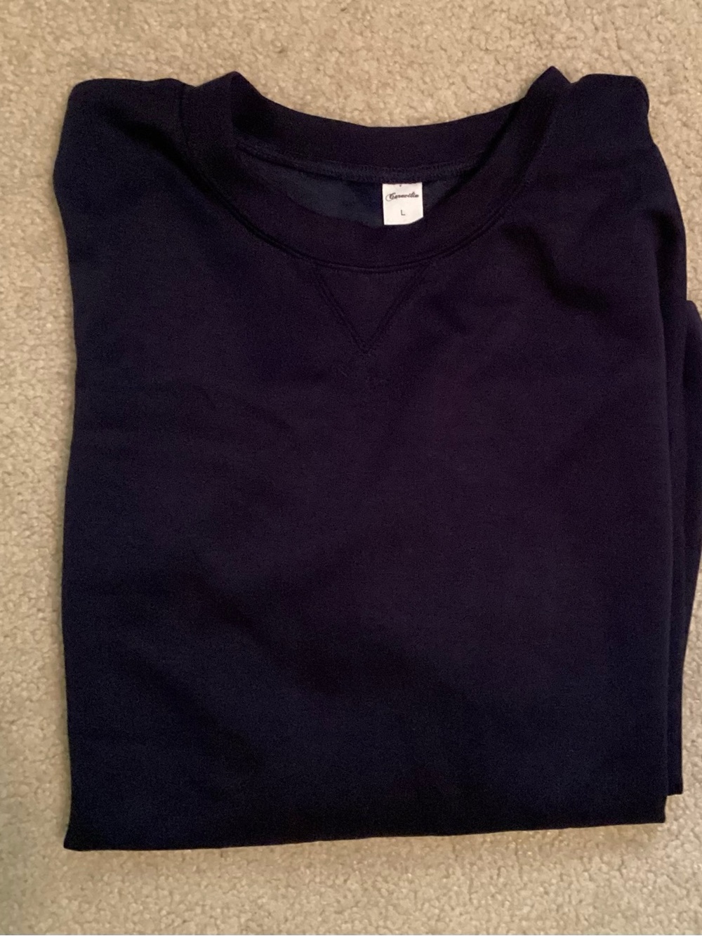 Caracilia Ladies Navy Long Sleeve Pullover Sweatshirt Top Size L